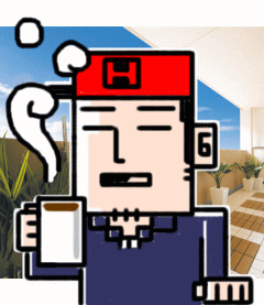 ベランダでモーニングコーヒーイラスト